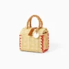 Toino Abel Natural Handwoven Reed Bag With Red Stitching