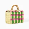 Toino Abel Green And Pink Handwoven Reed Bag