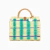 Toino Abel Natural/Blue Stripe Handwoven Reed Bag