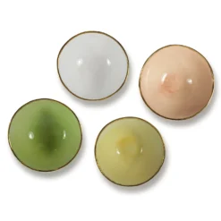 Thyme Hand Made Bowl With Gold Rim In White