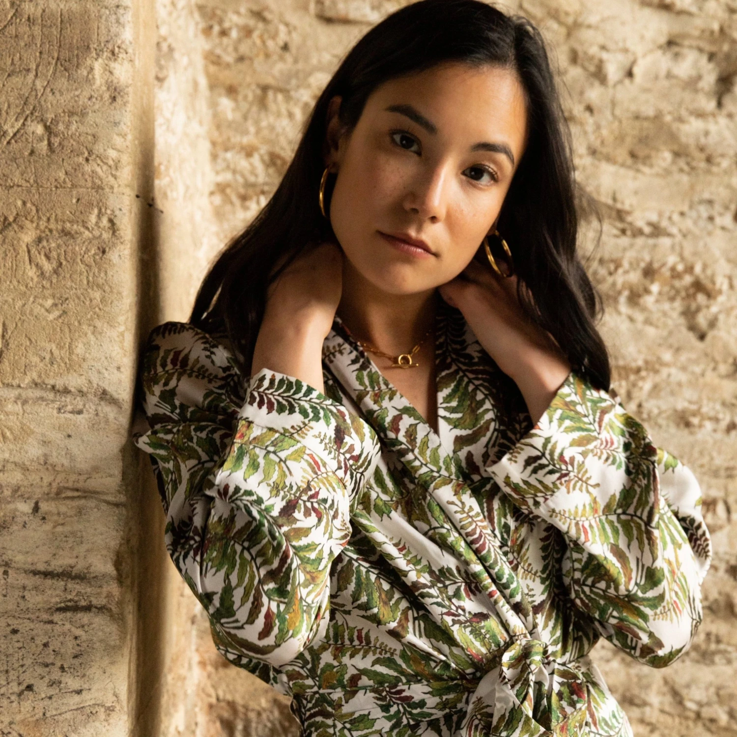 Bertioli By Thyme Silk Robe In Fern Silkwear