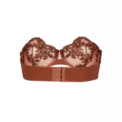 Coutille Strapless Balconette Clam Bra In Amaranth