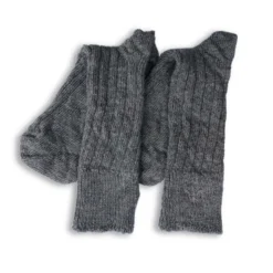 Genevieve Sweeney Grey Alpaca Bed Socks With Embroidered Thyme Sprig Accessories