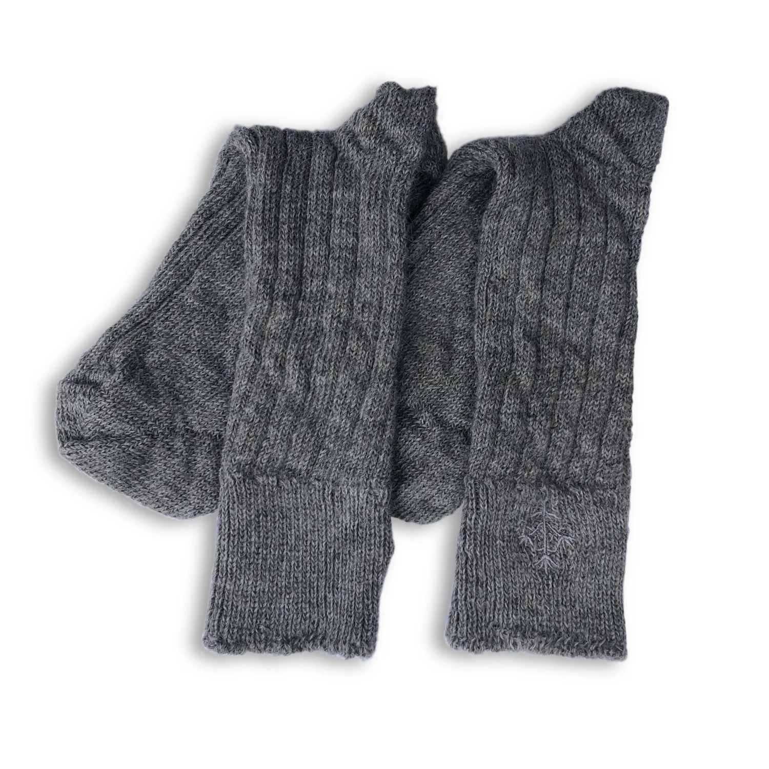 Genevieve Sweeney Grey Alpaca Bed Socks With Embroidered Thyme Sprig Accessories