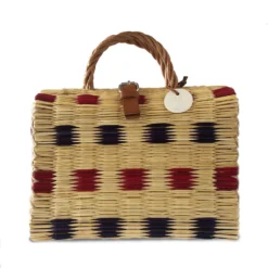 Toino Abel Blue & Red Handwoven Reed Bag