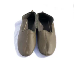 Thyme Leather Slippers In Olive