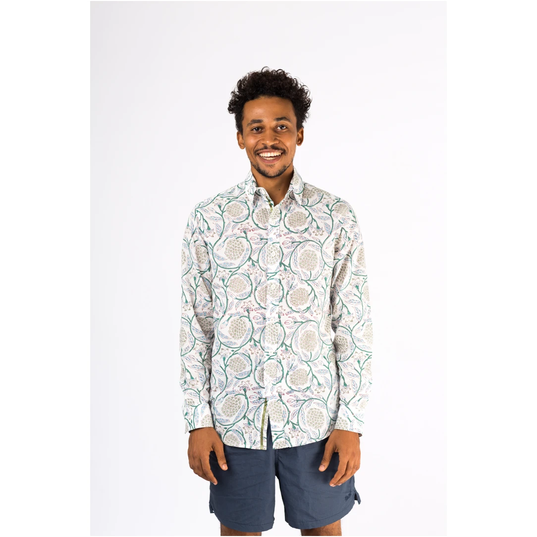 Wild Rose Block Printed Shirt-Zabibu Menswear
