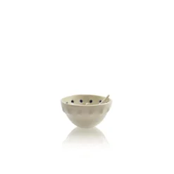 Thyme Ceramic Bowl With Deep Blue Dots And Spoon Ceramics