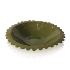 KCHossack Large Flat Rim Serving Bowl Daisy - Olive Ceramics