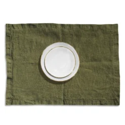 Bertioli By Thyme Dark Green Linen Placemat Table Linens