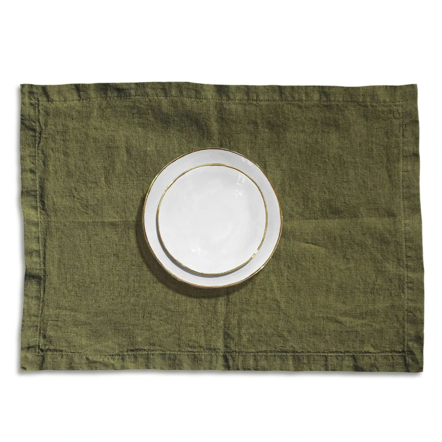 Bertioli By Thyme Dark Green Linen Placemat Table Linens
