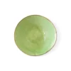 Thyme Hand Made Bowl With Gold Rim In Green Ceramics