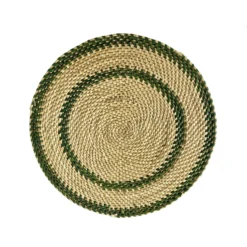 Mmaa Social Placemats Green & Natural Hand Woven Straw Placemat