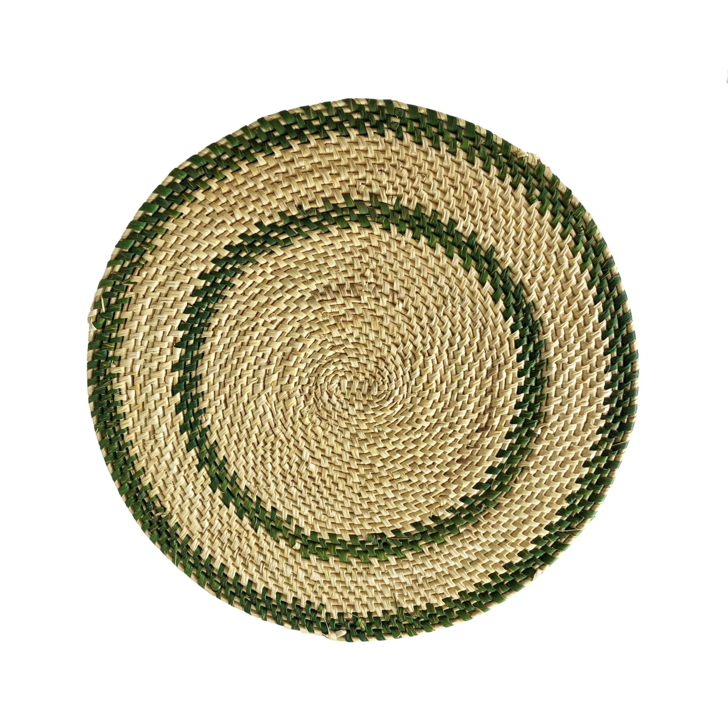 Mmaa Social Placemats Green & Natural Hand Woven Straw Placemat