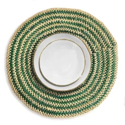 Mmaa Social Multi Green Ring Hand Woven Straw Placemat Placemats