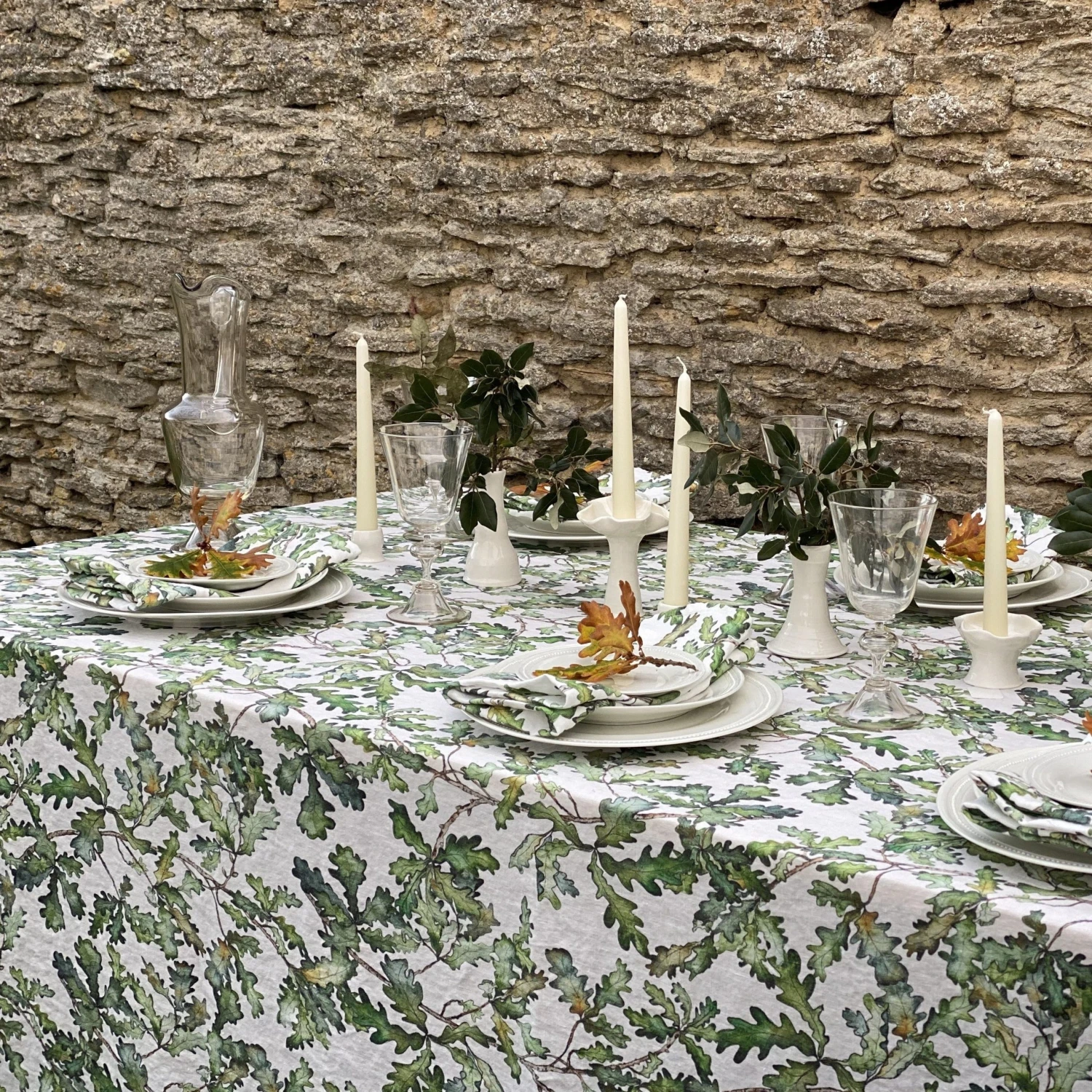 Bertioli By Thyme Oak Leaf Linen Table Cloth Table Linens