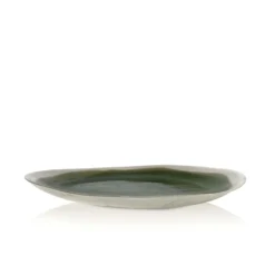 Thyme Ceramics Hand Made Dinner Plate With Painted Spring Green Centre
