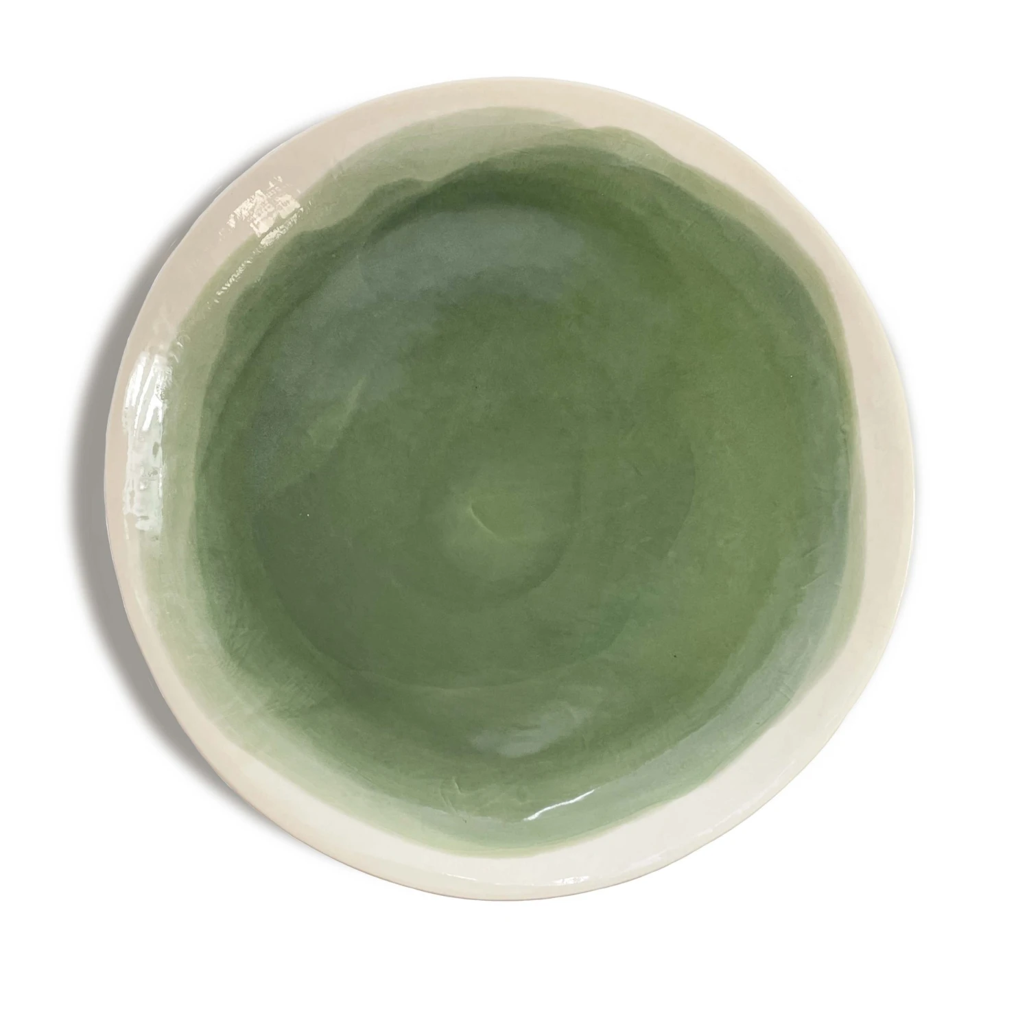 Thyme Ceramics Hand Made Dinner Plate With Painted Spring Green Centre