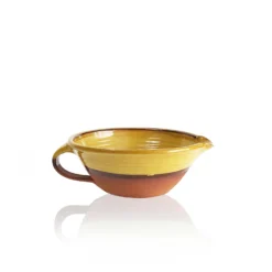 Thyme Ceramics Small Lipped Farmhouse Bowl With Handle In Honey