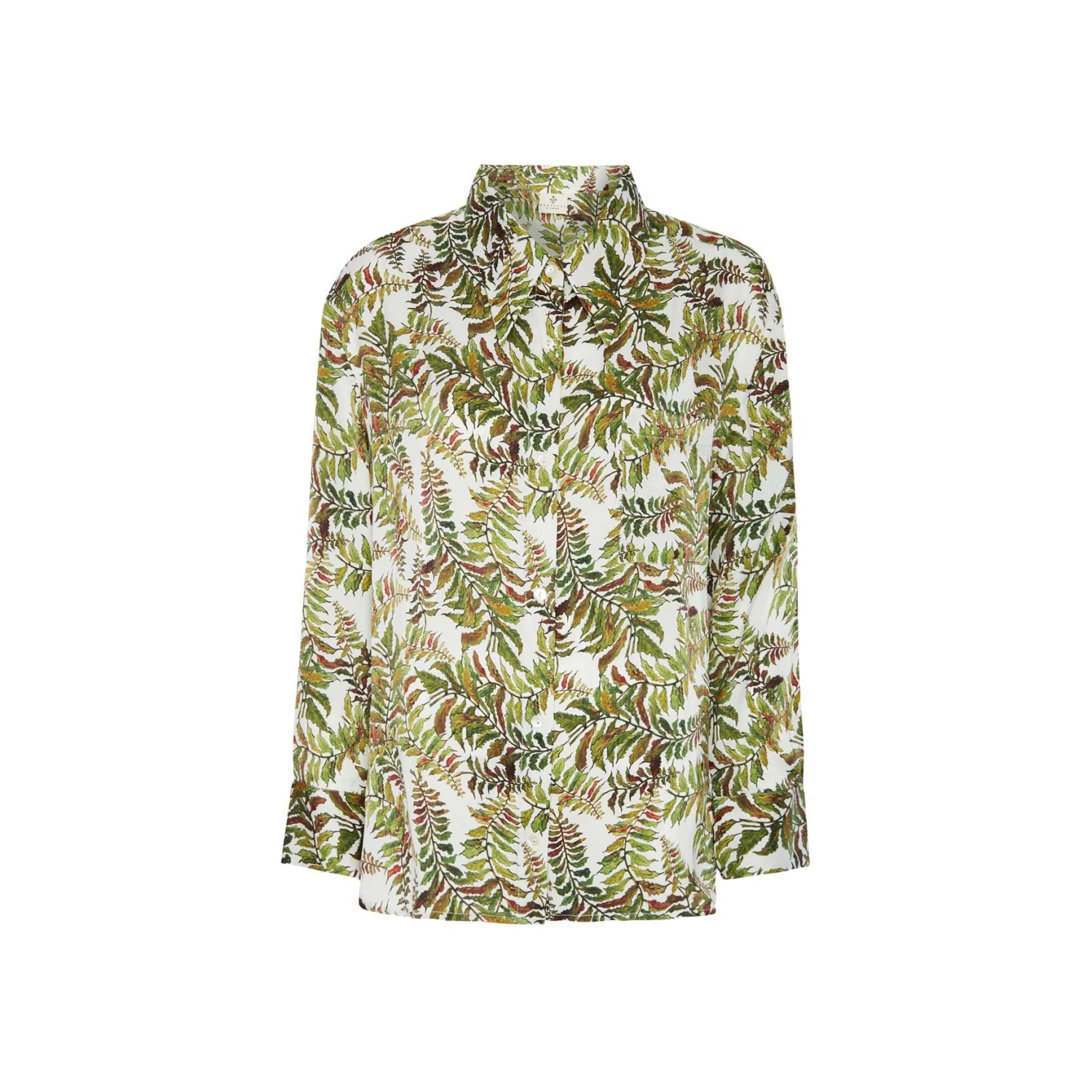 Bertioli By Thyme Silkwear Silk Shirt In Fern With Stripe