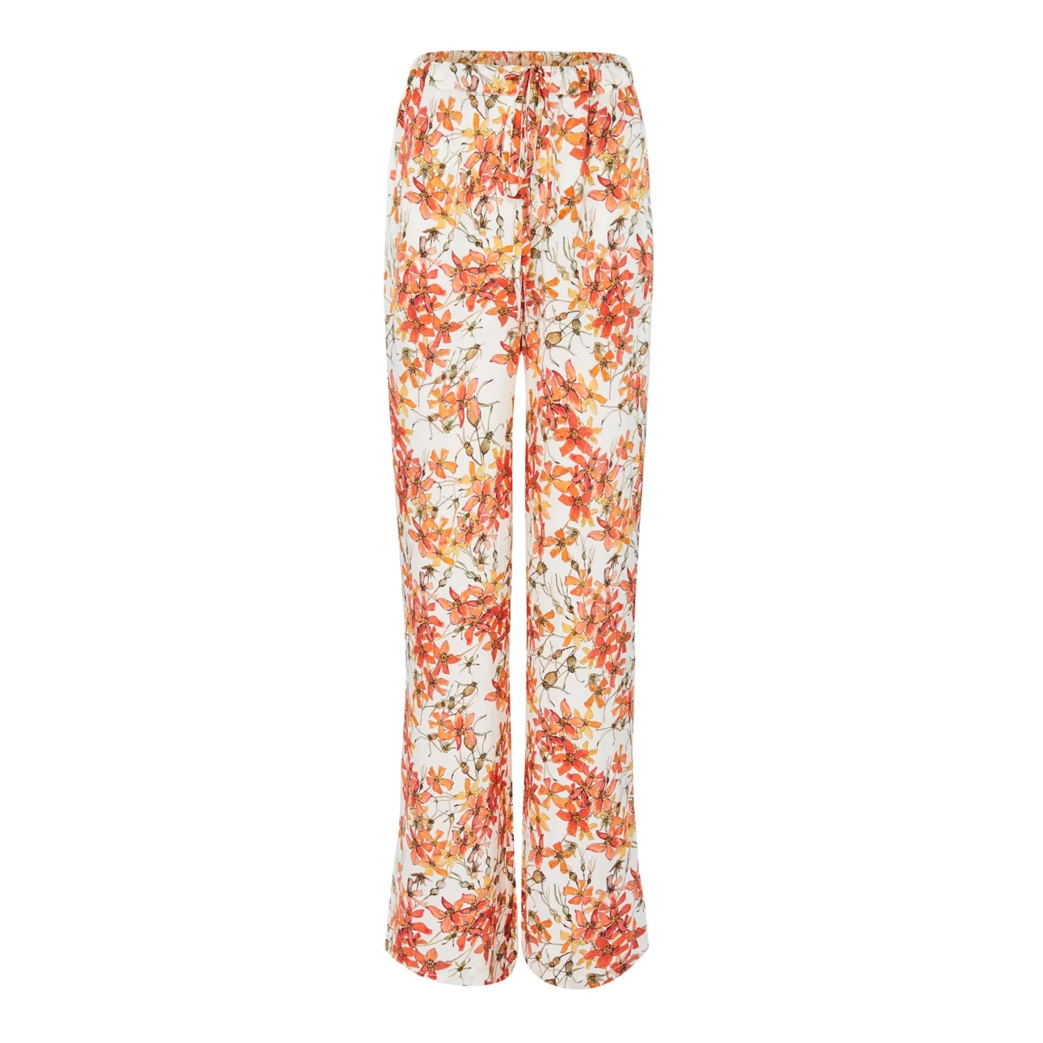 Bertioli By Thyme Silk Trousers In Wild Rose With Stripe