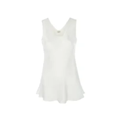 Bertioli By Thyme Silk Camisole Top In Plain White Silkwear