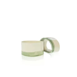 Thyme Ceramics Ceramic Napkin Ring With Light Green Stripe