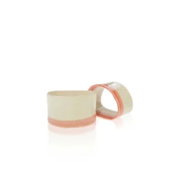 Thyme Ceramic Napkin Ring With Pink Stripe