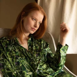 Bertioli By Thyme Silk Shirt In Rivermint With Stripe Silkwear