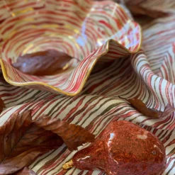 Deborah Brett Hand Painted Tall Red Ceramic Pumpkin Ceramics