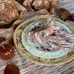 Deborah Brett Hand Painted Red Stem Stripe Napkin Ring