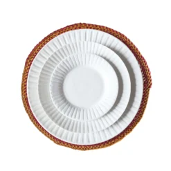 Mmaa Social Pink/Orange & Neutral Hand Woven Straw Placemat Placemats