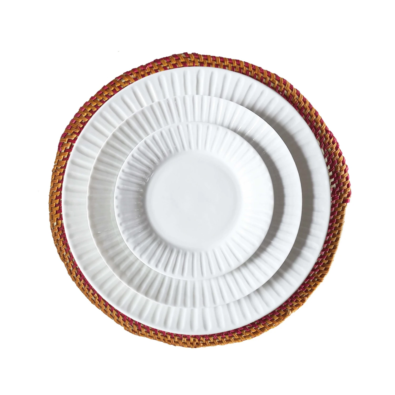 Mmaa Social Pink/Orange & Neutral Hand Woven Straw Placemat Placemats