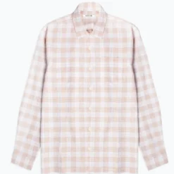 Kestin Tain Seersucker Shirt In White/Dark Tan Menswear