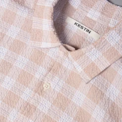 Kestin Tain Seersucker Shirt In White/Dark Tan Menswear