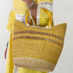 Mmaa Social Sandra Market Basket In Yellow Window Bags & Baskets