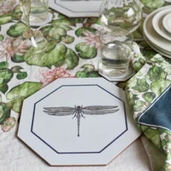 Bertioli By Thyme Table Linens Pre-Order Dragonfly And Waterlily Table Cloth