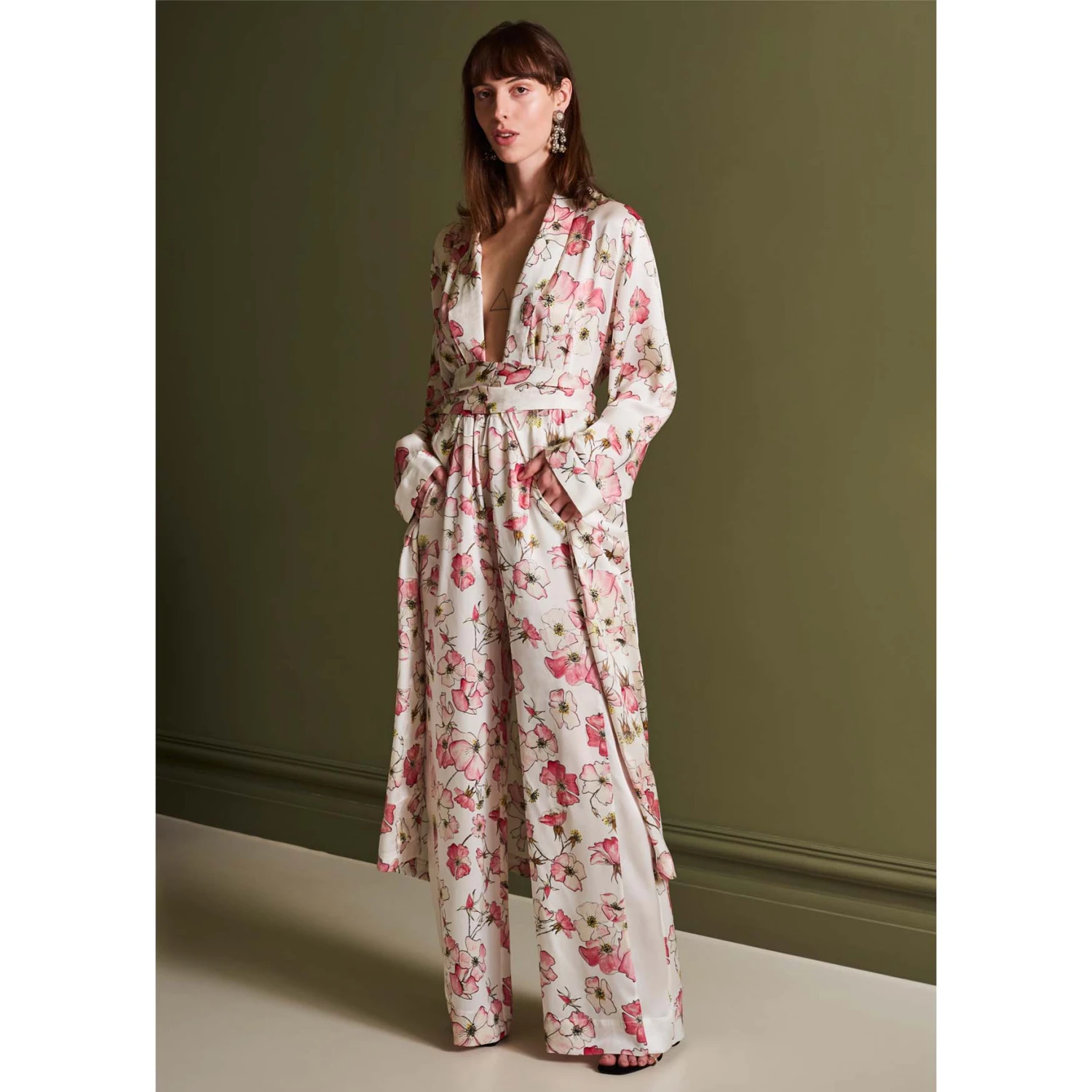 Bertioli By Thyme Silkwear Silk Robe In Pink Rose