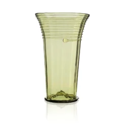 Thyme Glassware Flared Neck Glass Vase In Green