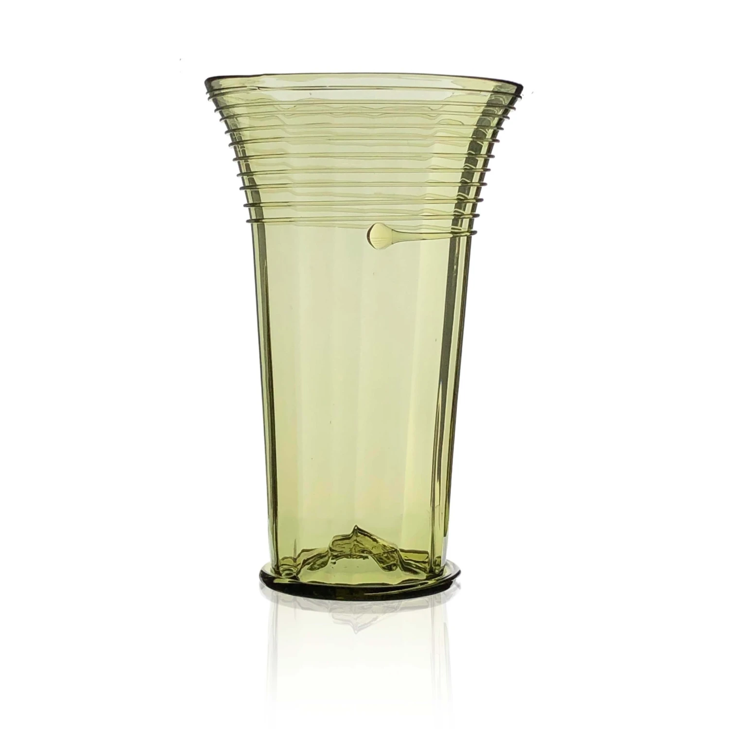 Thyme Glassware Flared Neck Glass Vase In Green