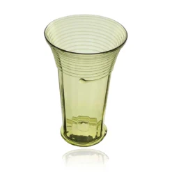 Thyme Glassware Flared Neck Glass Vase In Green