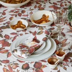 Bertioli By Thyme Table Linens Copper Beech Linen Table Cloth