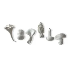 La Galine Set Of 6 White Mini Mushrooms Ceramics