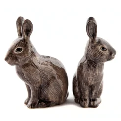 Quail Wild Rabbit Salt & Pepper Shakers Ceramics