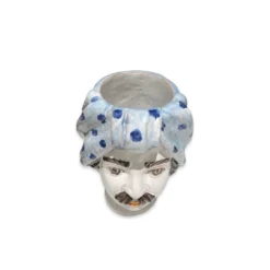 Bettina Ceramica Small Man Head Vase- Blue