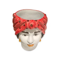 Bettina Ceramica Large Woman Head Vase-Red Ceramics