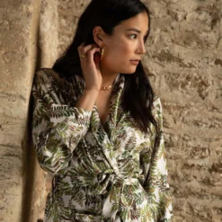 Bertioli By Thyme Silk Robe In Fern Silkwear