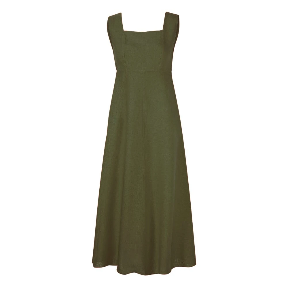 Justine Tabak Womenswear Khaki Linen Holland Park Dress