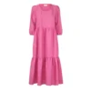 Justine Tabak Pink Linen Petticote Lane Dress Womenswear