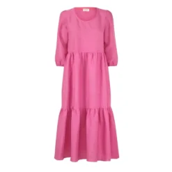 Justine Tabak Pink Linen Petticote Lane Dress Womenswear